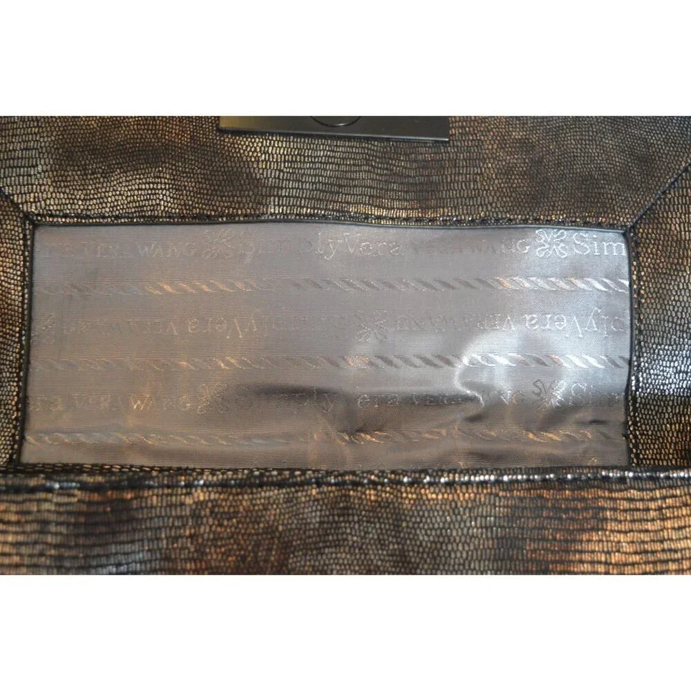 Simply Vera Vera Wang Black Metallic Sequin Evening Clutch Shoulder Bag Purse